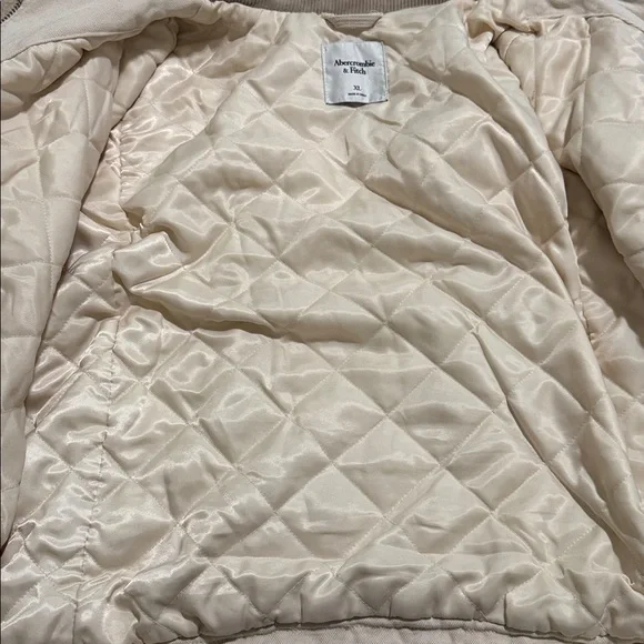 Abercrombie Crop Twill Workwear Jacket Cream Gray Corduroy Collar Streetwear-XL